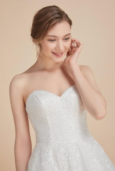 Glamourös glitzernde Prinzessin Brautkleid trägerlos Ivory